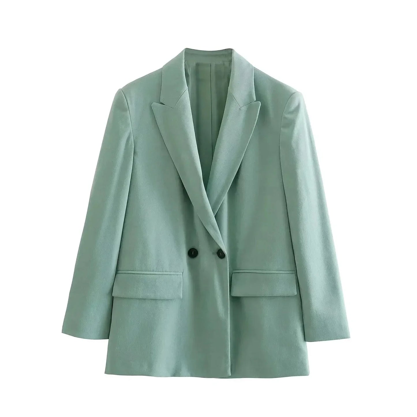 Fashionable Loose Long Sleeve Two Button Suit Jacket Women's Autumn New Style Polyester Fiber No Pattern Decoration