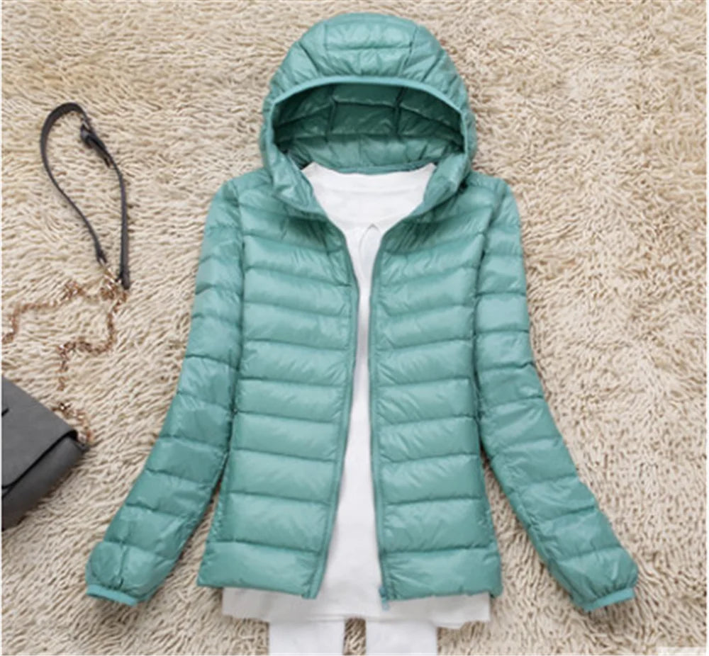 Women Puffer Jacket 15 Colors Plus Size 5XL 6XL 7XL 2023 New Spring Autumn Female Ultra Lightweight Packable Hooded Down Coats