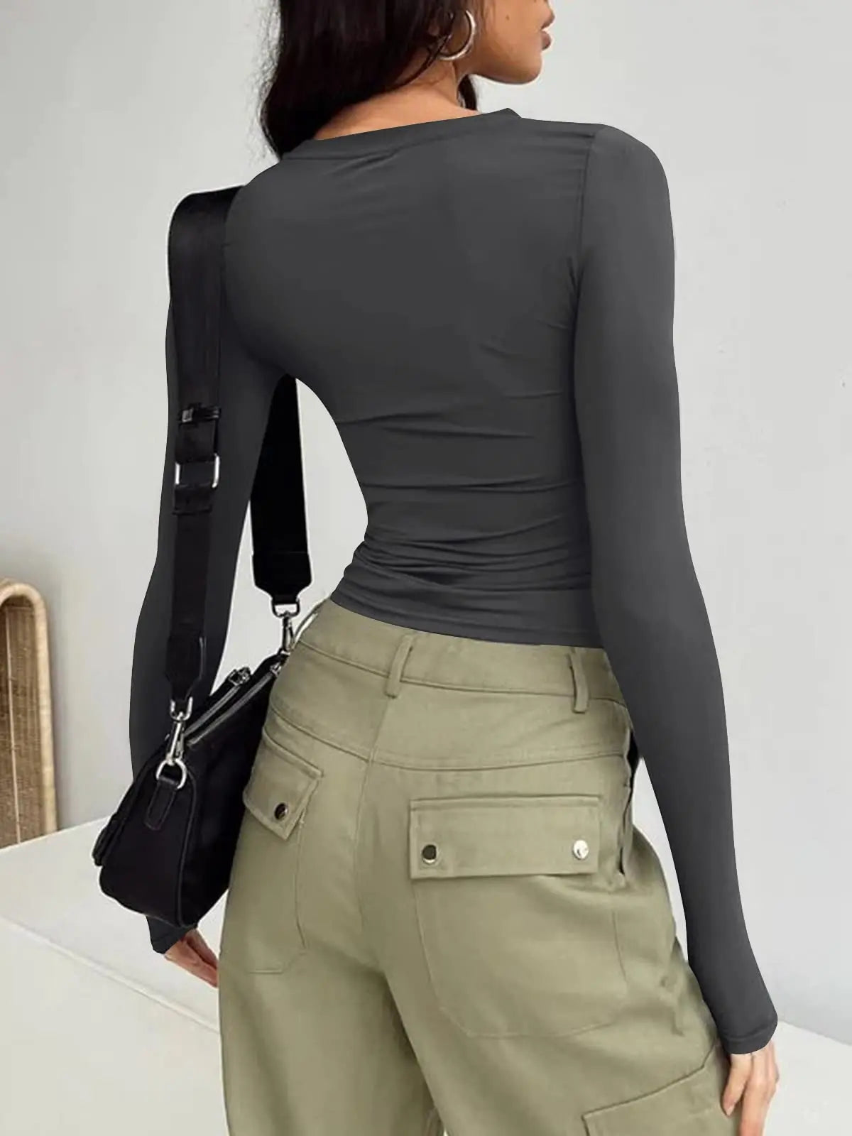 2025 Spring Autumn Women Y2K Pink T-Shirt Causal Long Sleeve Crop Tops O Neck Pullovers Base Tees Bodycon Slim Fit T Shirt