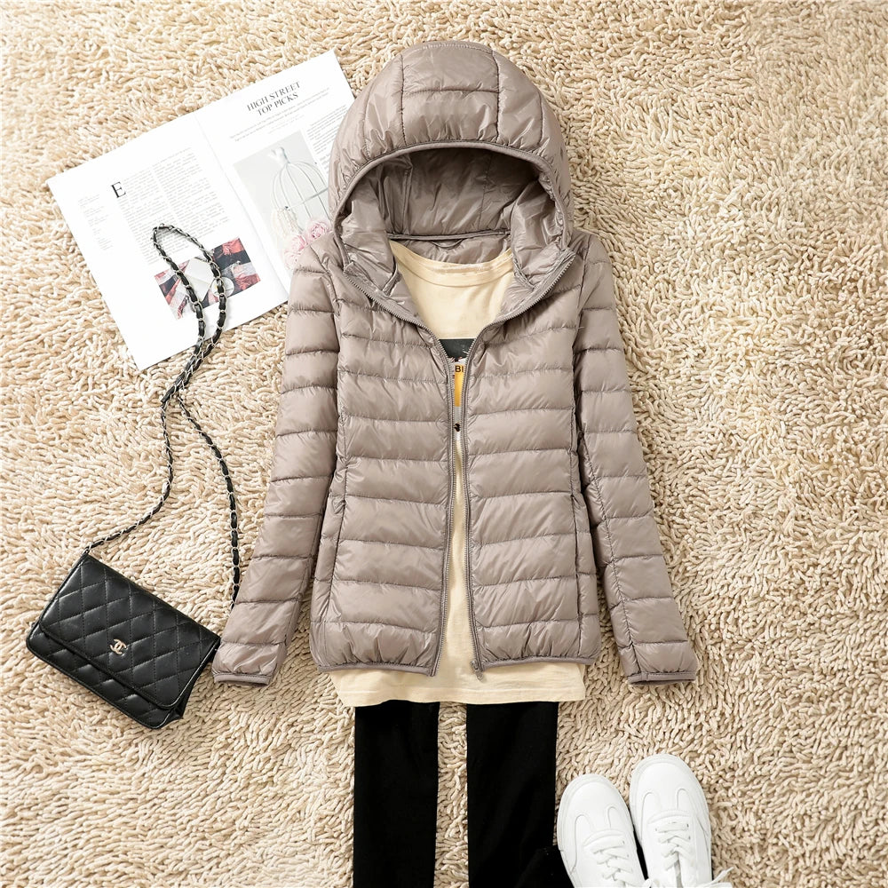 Women Puffer Jacket 15 Colors Plus Size 5XL 6XL 7XL 2023 New Spring Autumn Female Ultra Lightweight Packable Hooded Down Coats