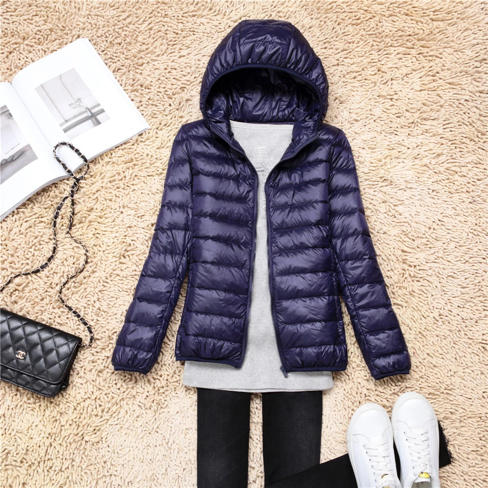 Women Puffer Jacket 15 Colors Plus Size 5XL 6XL 7XL 2023 New Spring Autumn Female Ultra Lightweight Packable Hooded Down Coats