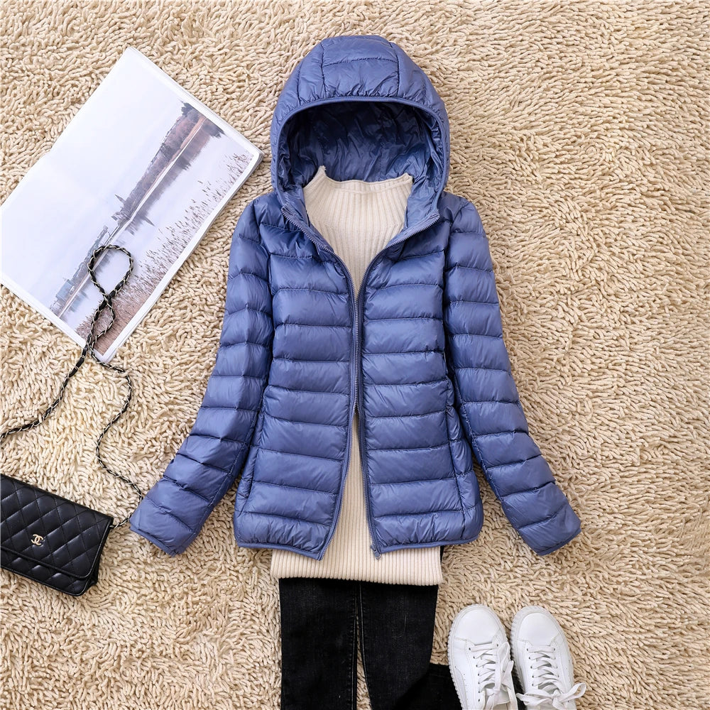 Women Puffer Jacket 15 Colors Plus Size 5XL 6XL 7XL 2023 New Spring Autumn Female Ultra Lightweight Packable Hooded Down Coats