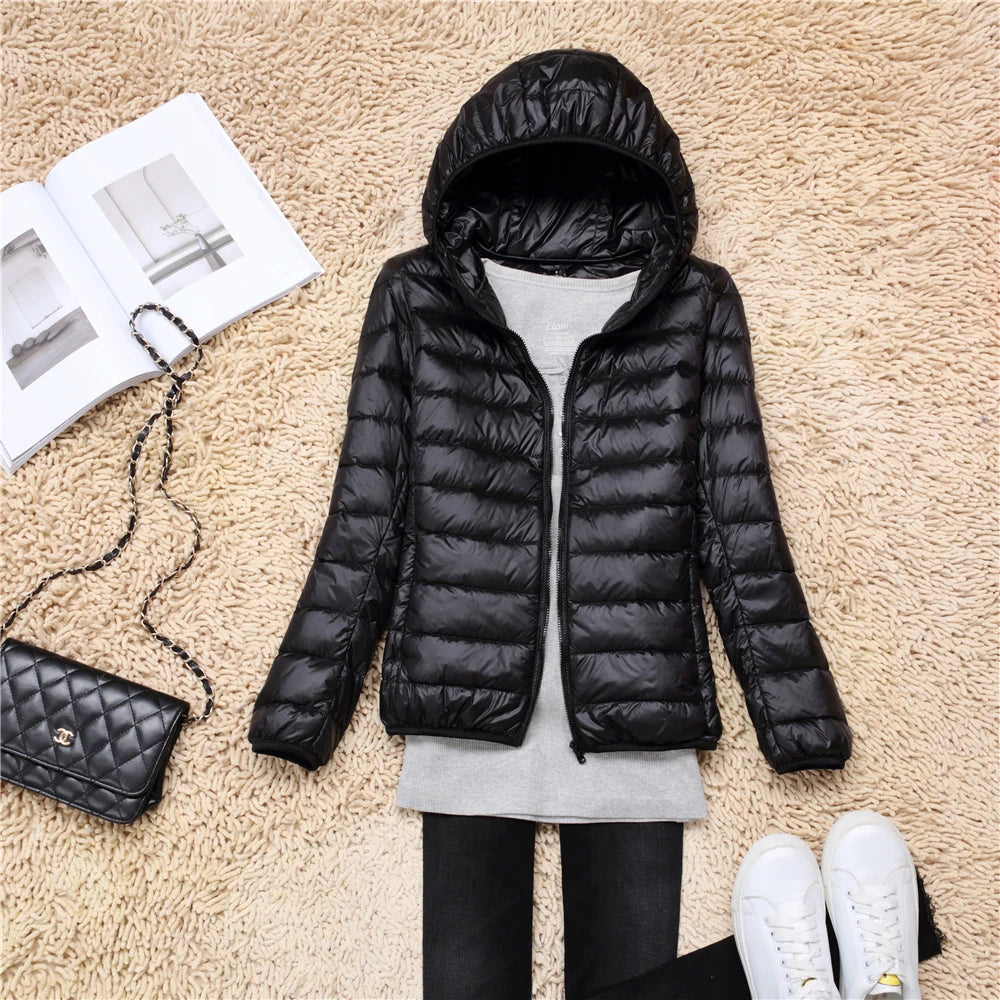 Women Puffer Jacket 15 Colors Plus Size 5XL 6XL 7XL 2023 New Spring Autumn Female Ultra Lightweight Packable Hooded Down Coats