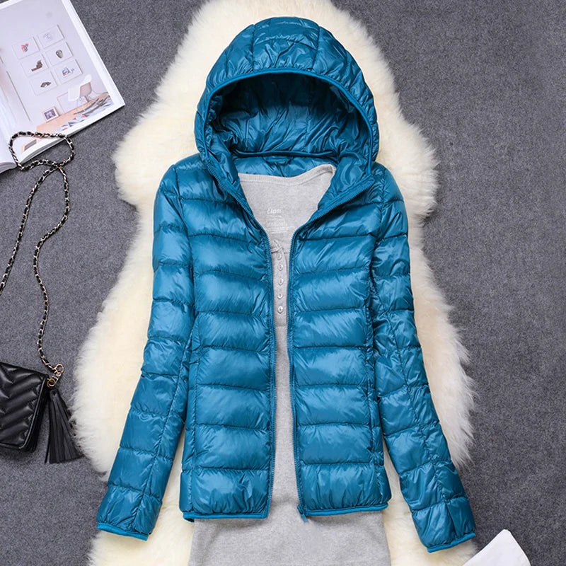 Women Puffer Jacket 15 Colors Plus Size 5XL 6XL 7XL 2023 New Spring Autumn Female Ultra Lightweight Packable Hooded Down Coats