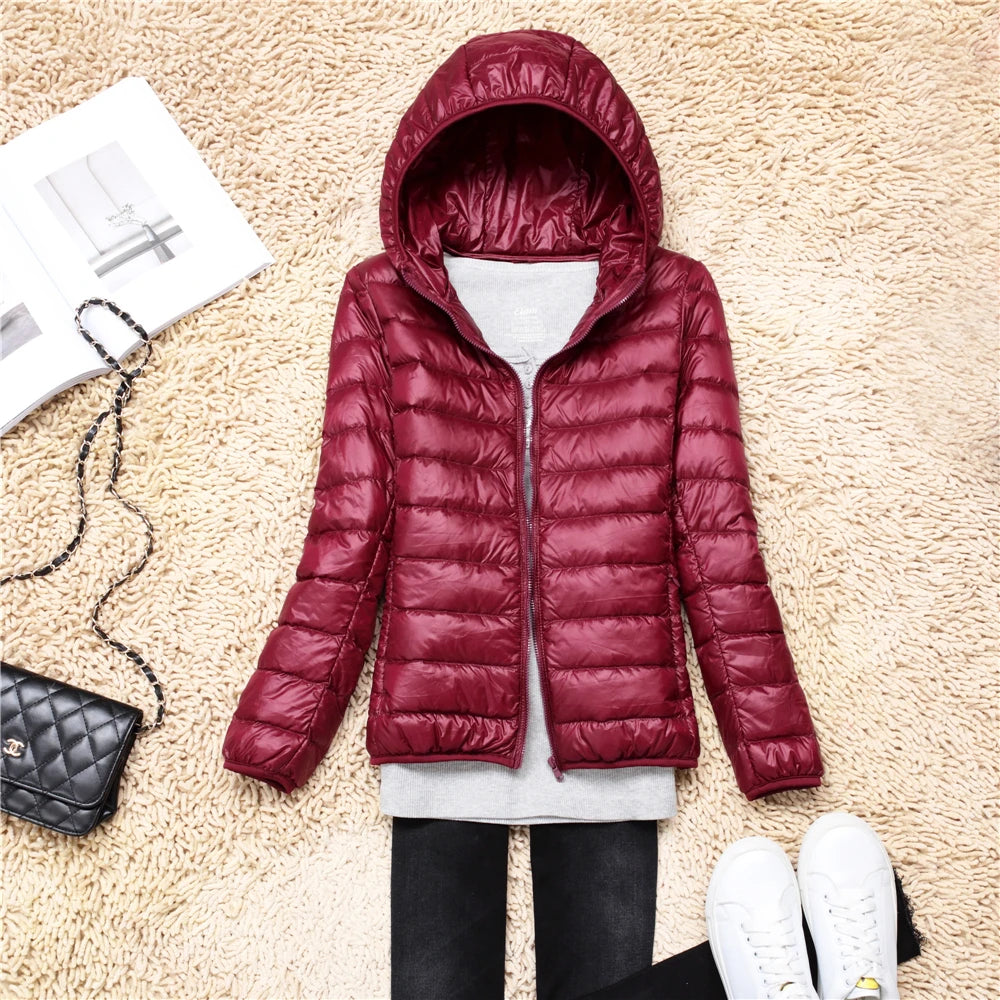 Women Puffer Jacket 15 Colors Plus Size 5XL 6XL 7XL 2023 New Spring Autumn Female Ultra Lightweight Packable Hooded Down Coats