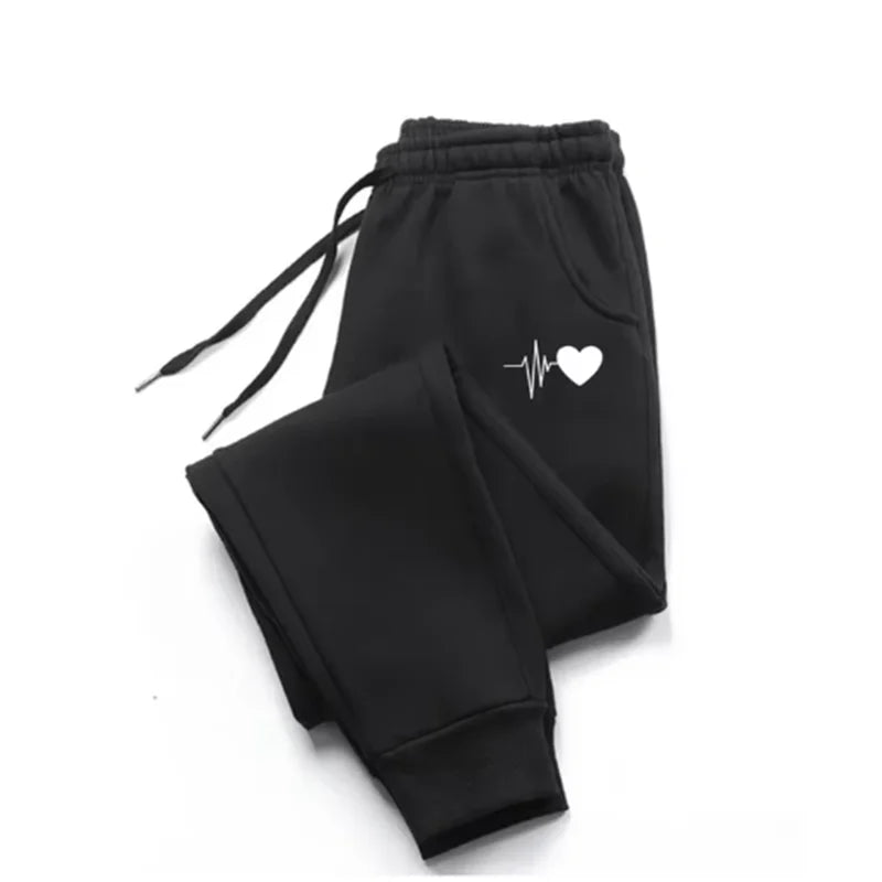 2024 New Heart Pattern Versatile Daily Joggers Fashion Baggy Pants Womens Casual Sweatpants Comfortable Fitness Trousers CYXX080
