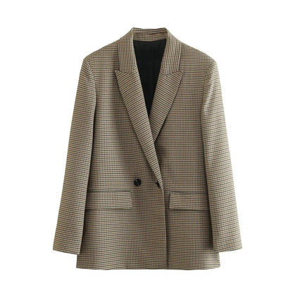 Fashionable Loose Long Sleeve Two Button Suit Jacket Women's Autumn New Style Polyester Fiber No Pattern Decoration
