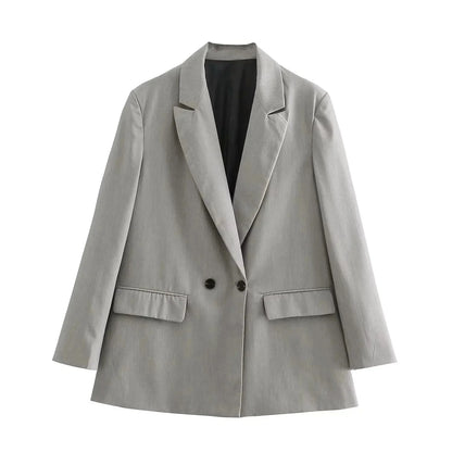 Fashionable Loose Long Sleeve Two Button Suit Jacket Women's Autumn New Style Polyester Fiber No Pattern Decoration