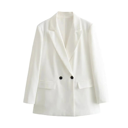 Fashionable Loose Long Sleeve Two Button Suit Jacket Women's Autumn New Style Polyester Fiber No Pattern Decoration