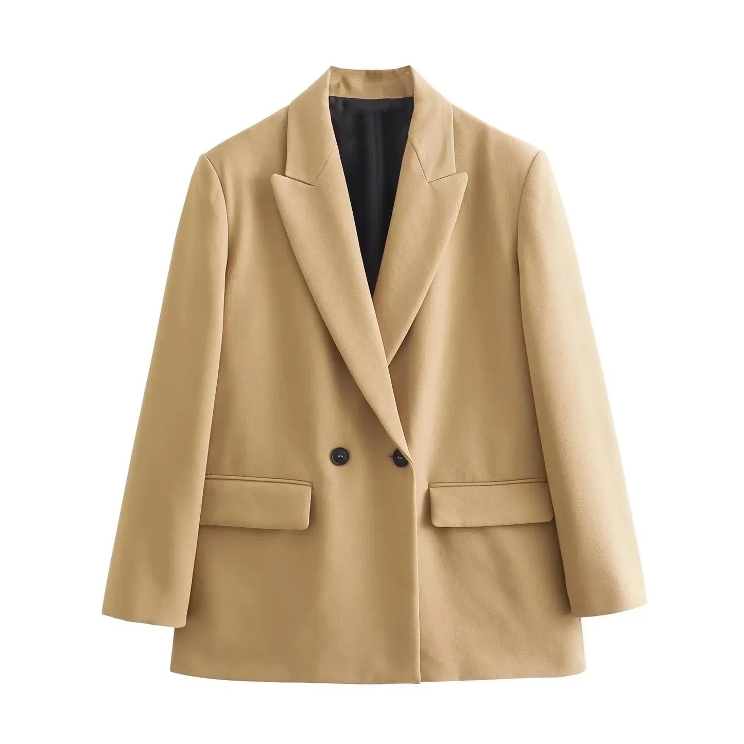 Fashionable Loose Long Sleeve Two Button Suit Jacket Women's Autumn New Style Polyester Fiber No Pattern Decoration