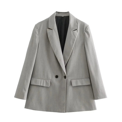 Fashionable Loose Long Sleeve Two Button Suit Jacket Women's Autumn New Style Polyester Fiber No Pattern Decoration