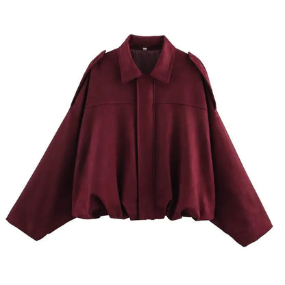 Spring 2025 Women's Velvet Feel Pilot Jaet Coat New Arrival Casual Loose Fit Classic Collar ort Outerwear