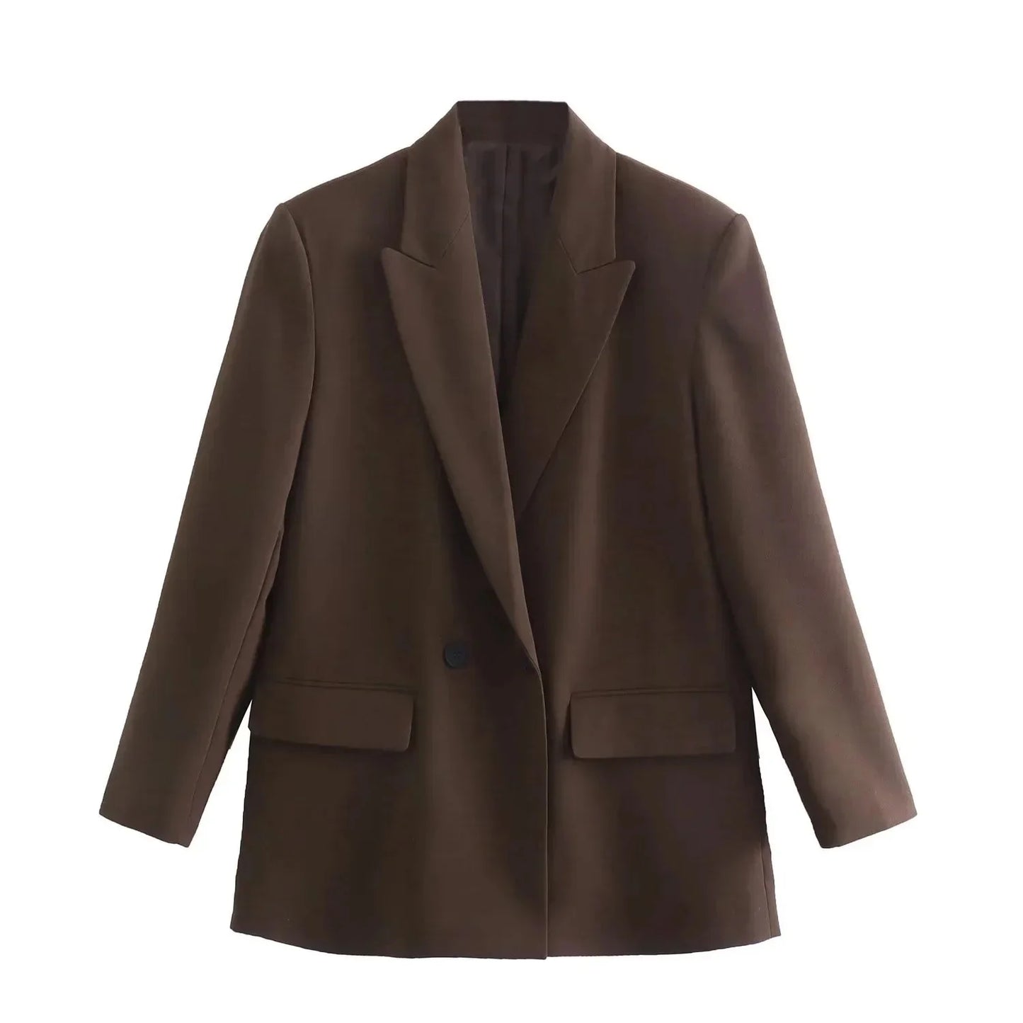 Fashionable Loose Long Sleeve Two Button Suit Jacket Women's Autumn New Style Polyester Fiber No Pattern Decoration