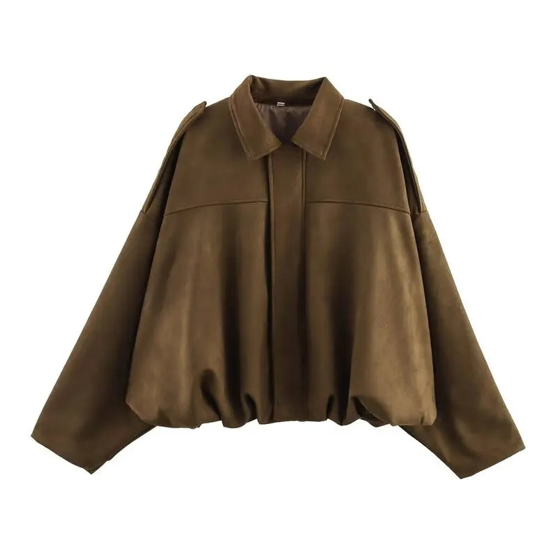 Spring 2025 Women's Velvet Feel Pilot Jaet Coat New Arrival Casual Loose Fit Classic Collar ort Outerwear