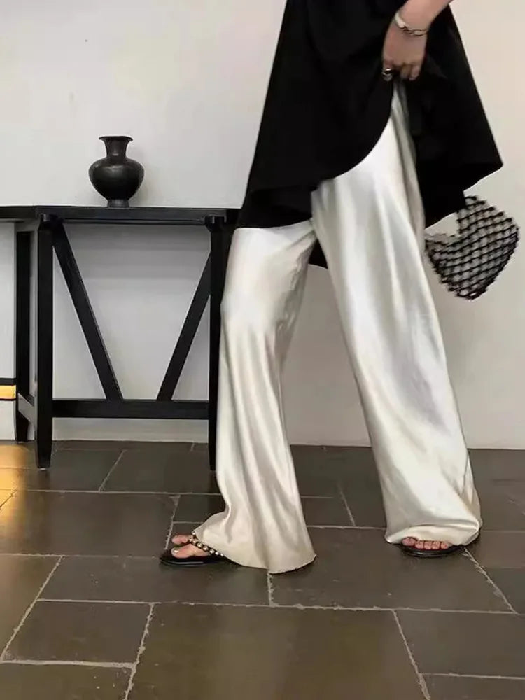 DFCF 2025 New Spring Summer Pants Casual Versatile Solid Wide Leg Pants for Women Korean Fashion High Waist Loose Straight Pants