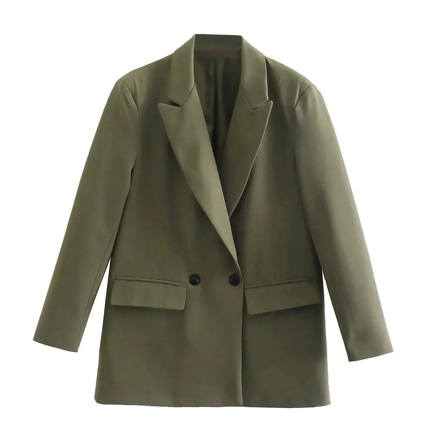 Fashionable Loose Long Sleeve Two Button Suit Jacket Women's Autumn New Style Polyester Fiber No Pattern Decoration