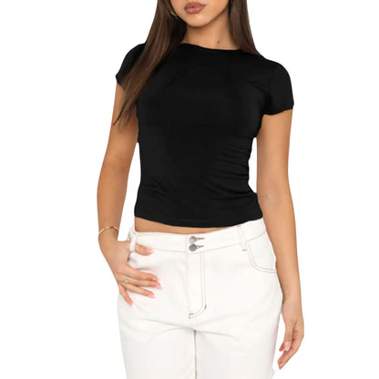2025 Spring Autumn Women Y2K Pink T-Shirt Causal Long Sleeve Crop Tops O Neck Pullovers Base Tees Bodycon Slim Fit T Shirt