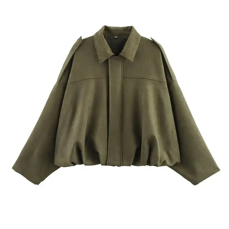 Spring 2025 Women's Velvet Feel Pilot Jaet Coat New Arrival Casual Loose Fit Classic Collar ort Outerwear