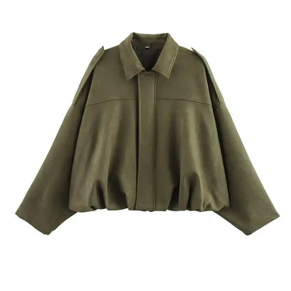 Spring 2025 Women's Velvet Feel Pilot Jaet Coat New Arrival Casual Loose Fit Classic Collar ort Outerwear