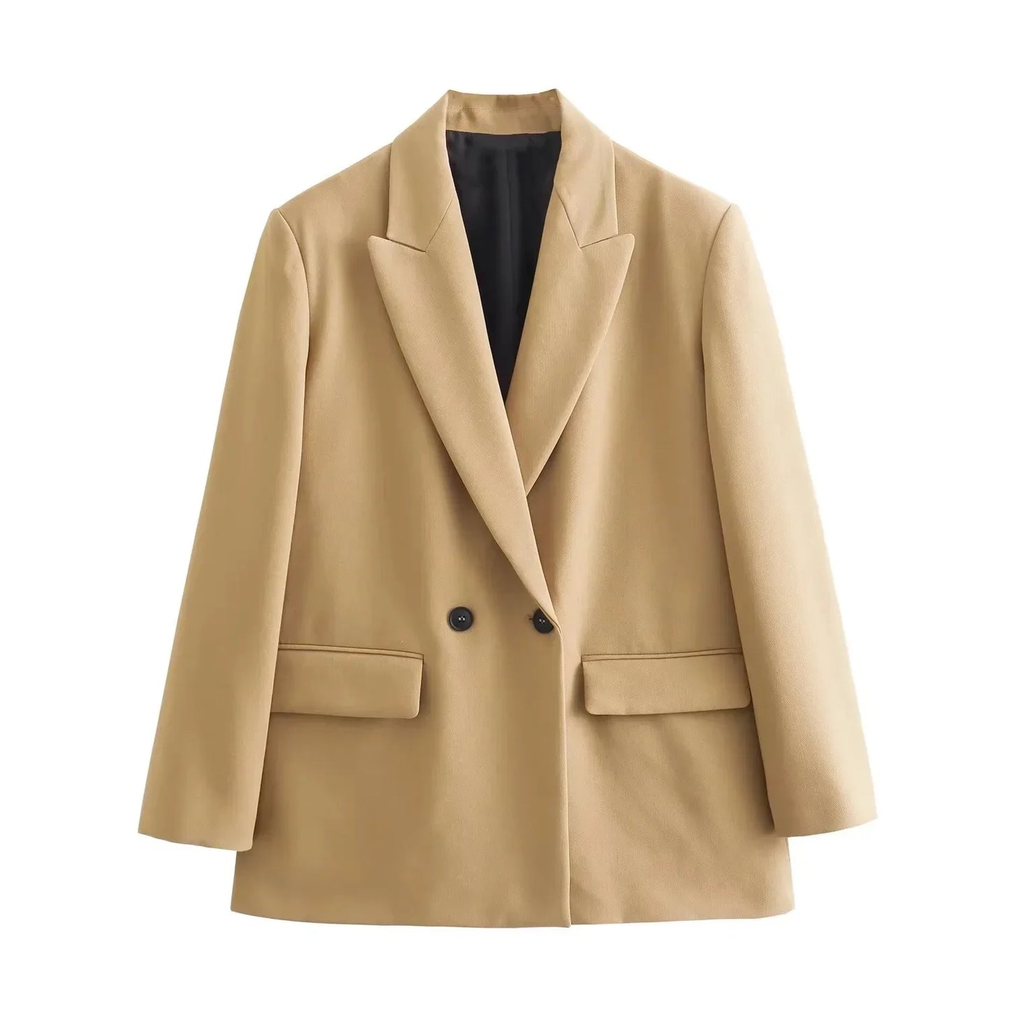 Fashionable Loose Long Sleeve Two Button Suit Jacket Women's Autumn New Style Polyester Fiber No Pattern Decoration