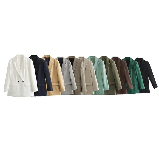 Fashionable Loose Long Sleeve Two Button Suit Jacket Women's Autumn New Style Polyester Fiber No Pattern Decoration