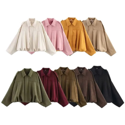 Spring 2025 Women's Velvet Feel Pilot Jaet Coat New Arrival Casual Loose Fit Classic Collar ort Outerwear