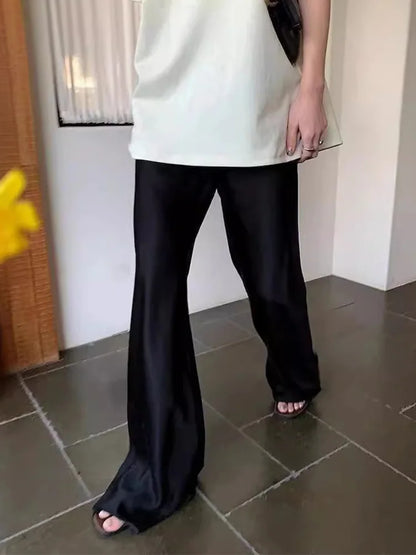 DFCF 2025 New Spring Summer Pants Casual Versatile Solid Wide Leg Pants for Women Korean Fashion High Waist Loose Straight Pants