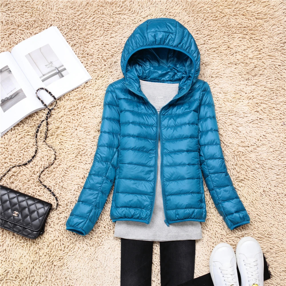 Women Puffer Jacket 15 Colors Plus Size 5XL 6XL 7XL 2023 New Spring Autumn Female Ultra Lightweight Packable Hooded Down Coats