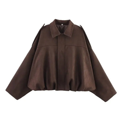 Spring 2025 Women's Velvet Feel Pilot Jaet Coat New Arrival Casual Loose Fit Classic Collar ort Outerwear