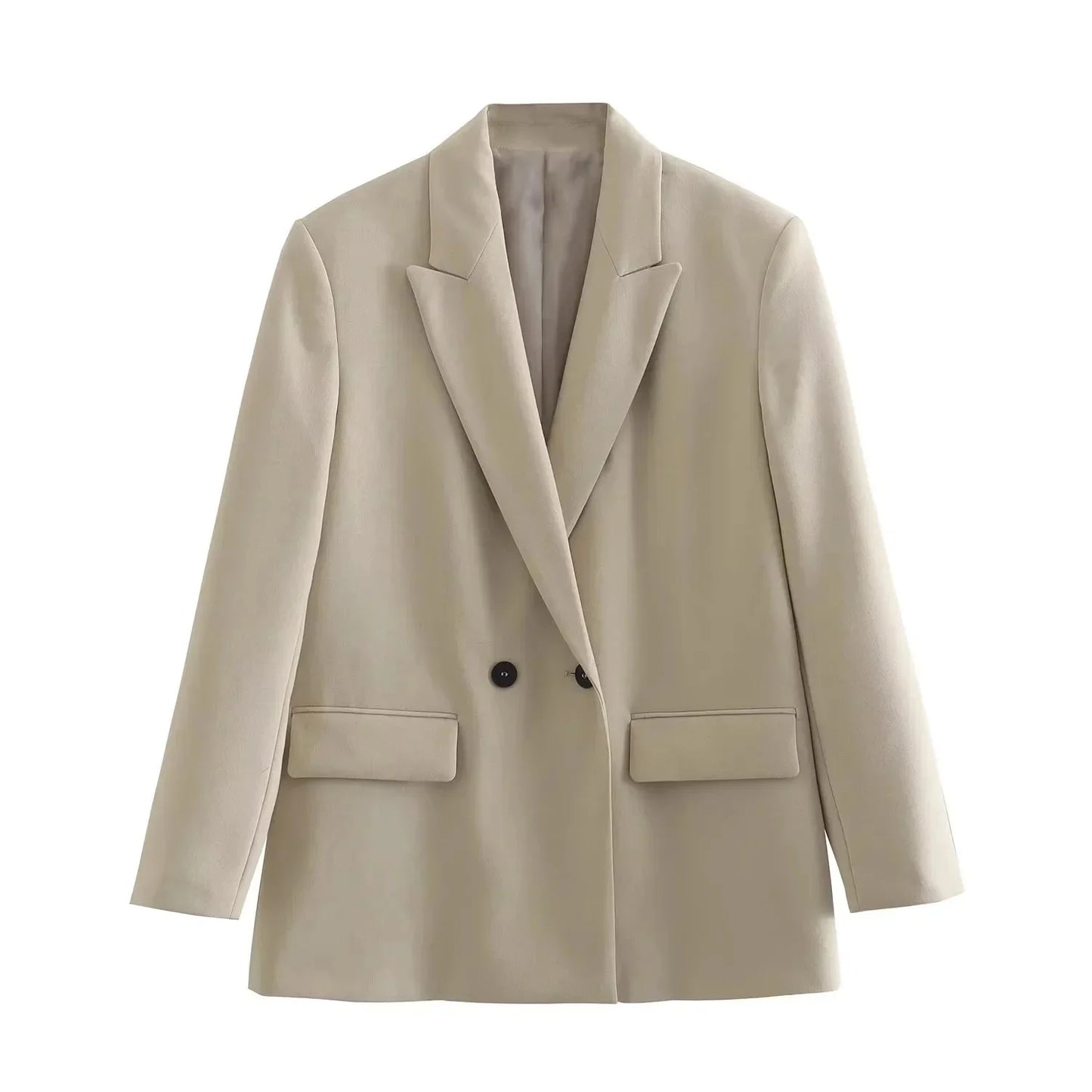 Fashionable Loose Long Sleeve Two Button Suit Jacket Women's Autumn New Style Polyester Fiber No Pattern Decoration