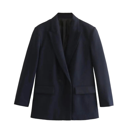 Fashionable Loose Long Sleeve Two Button Suit Jacket Women's Autumn New Style Polyester Fiber No Pattern Decoration